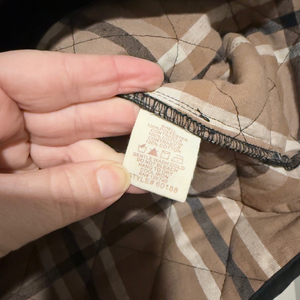Mystree‎ Quilted Barn Jacket  Small Black Snap Front Corduroy Collar Plaid Line - Picture 5 of 7